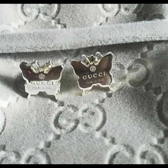 💯 AUTH GUCCI STERLING SILVER BUTTERFLY EARRINGS - Picture 2 of 3
